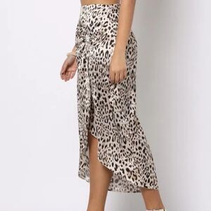 NWT I.N. Studio faux wrap lepord print skirt elastic waist size 1X